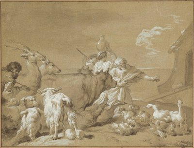 動物たちを箱舟に導くノア 作： François André Vincent after Giovanni Benedetto Castiglione