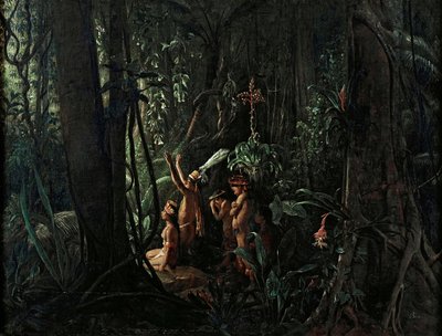 太陽神を崇拝するアマゾンのインディアン（1860年頃 作： François August Biard