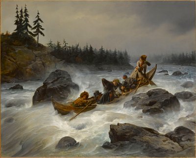 ラップランドのムオニオ川でのオルレアン公、1795 年 8 月、1840 年。 作： François August Biard