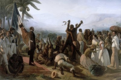 1848年4月23日のフランス植民地における奴隷制度廃止の宣言。1848- 49 作： François Auguste Biard