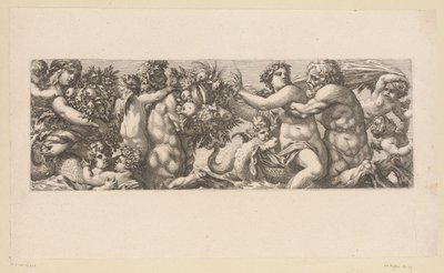 サテュロスとネレイドが水中にいるバッカス 水辺の神話（連載タイトル） 作： François Bignon (attributed to)