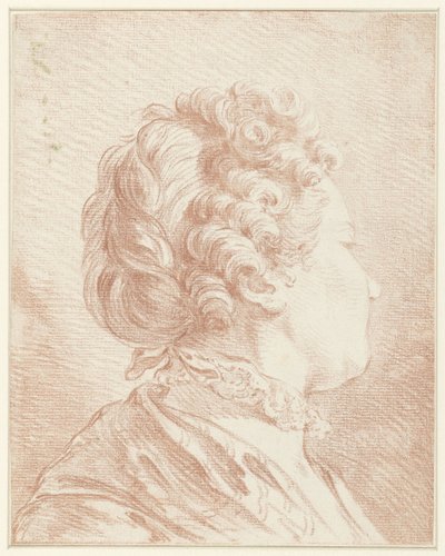 レースの襟をつけた右の女性の頭を見る 作： François Boucher (possibly)