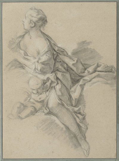 女性の研究 (Clytia); 「アポロンとクリティア」シリーズ「Les Amours des Dieux (1747-1750)」の 9 番目のタペストリー作品の準備習作 作： François Boucher (workshop of)