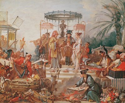 中国の結婚、タペストリーの漫画のための研究、1742年頃 作： François Boucher