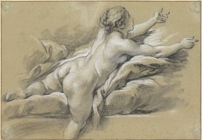 右手に手を伸ばす裸婦 作： François Boucher