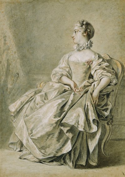 左側の横に座っている若い女性 作： François Boucher
