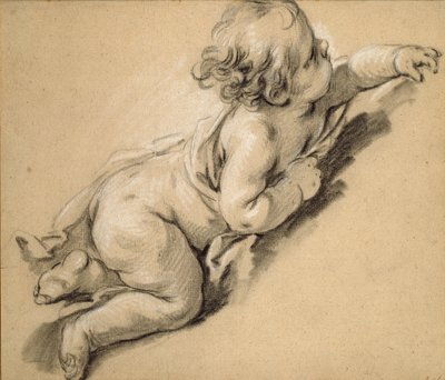 18世紀半ばの右側に横たわるプット。 作： François Boucher