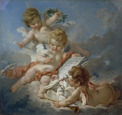 ブーシェ - キューピッド。詩の寓意、1760年代 作： François Boucher