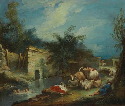 ブーシェ - 羊飼いの休息 作： François Boucher