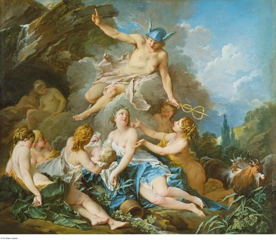 ブーシェ：幼子バッカスをニンフたちに託すマーキュリー、1732-1734年頃 作： François Boucher
