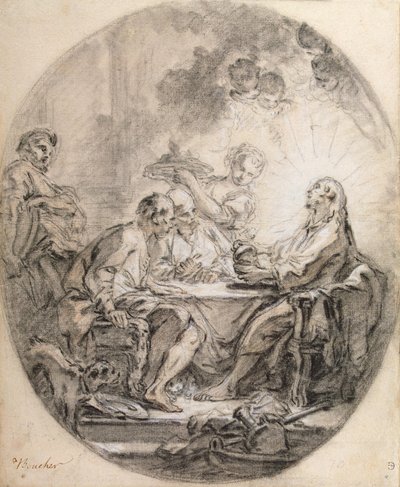 ブーシェ - エマオの巡礼者たち、1750年代-1760年代 作： François Boucher