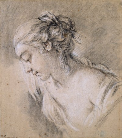 左横向きの少女の胸像、18 世紀半ば 作： François Boucher