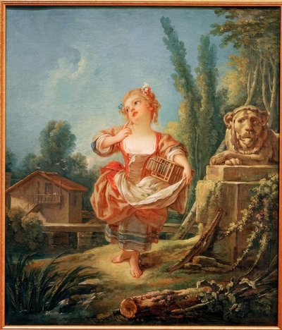 鳥かごを持つ少女 作： François Boucher