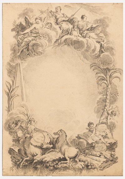 ウィリアム・アール・カウパー (ca. 1665-1723) を称えるエスカッションのデザイン 作： François Boucher