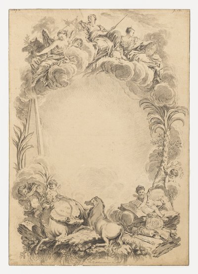 ウィリアム・アール・カウパー（1665-1723年頃）に敬意を表してEscutcheonのデザイン 作： François Boucher