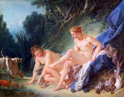 ダイアナ、彼女の浴室から出る、1742年 作： François Boucher