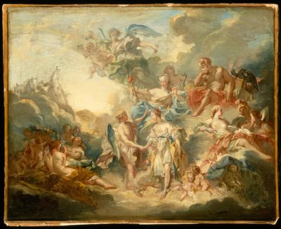 F.バウチャー、キューピッドとプシュケの結婚-絵画、18世紀 作： François Boucher