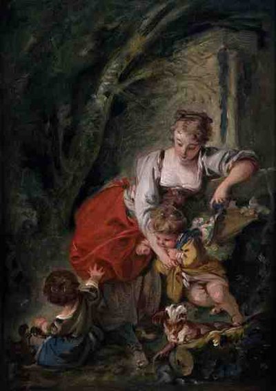 家族」1750年頃（キャンバスに紙に油彩を敷いたもの 作： François Boucher