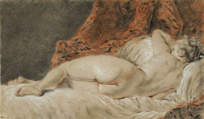 後ろから見たリクライニングした女性（「スリープ」と呼ばれる）、1720年頃。 作： François Boucher