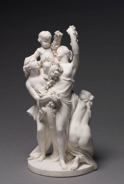 セーヴル工場で製造された、三美神によって運ばれた愛の図、1768 作： François Boucher