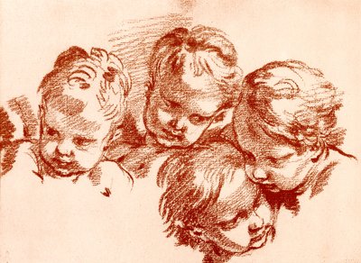 子供の頭の4つの研究 作： François Boucher