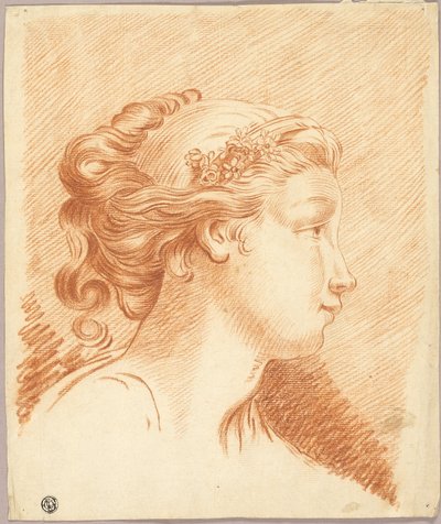右横顔の少女の頭部 作： François Boucher