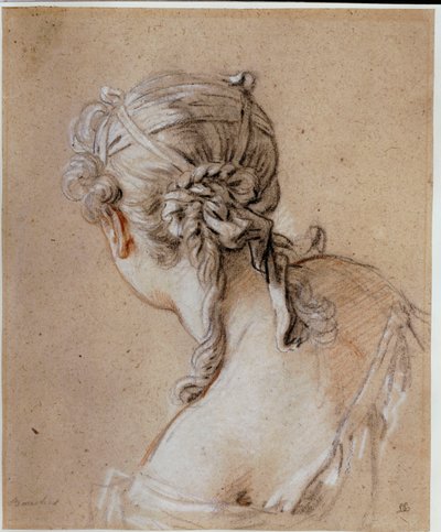 後ろからの女性の頭、1740年頃 作： François Boucher