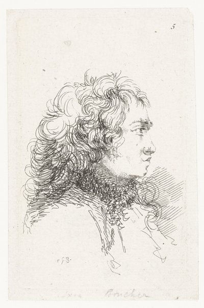 若い男の頭 小さなジャンルの作品と見出しのスイート 作： François Boucher