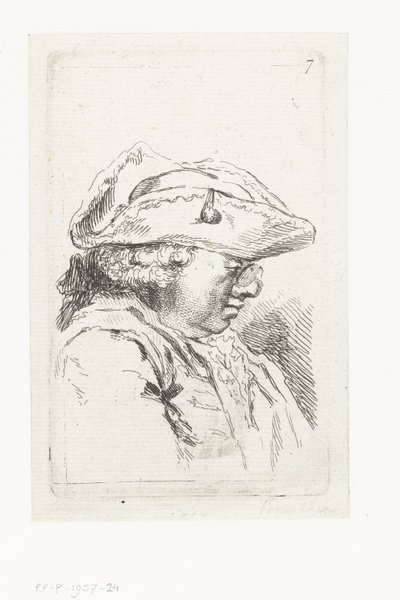 メガネと三角帽子の男の頭 マイナーなジャンルの作品と見出しの組曲 (シリーズ タイトル) 作： François Boucher