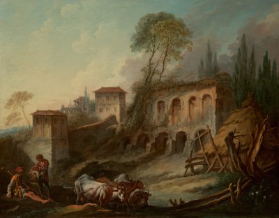 カンポ ヴァチーノのパラティーノの丘のある想像上の風景、1734 年。 作： François Boucher
