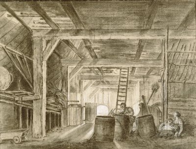 クーパーの家族がいる納屋のインテリア 作： François Boucher