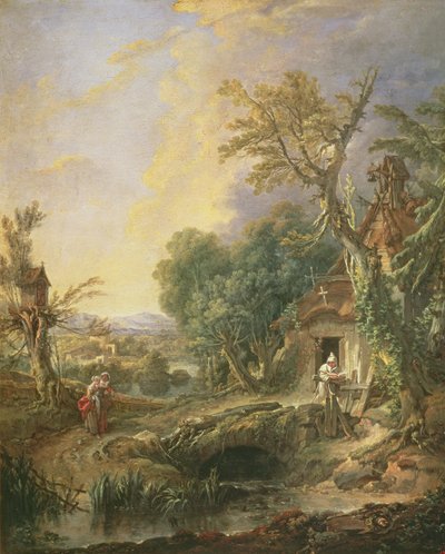 隠者のいる風景、1742 作： François Boucher
