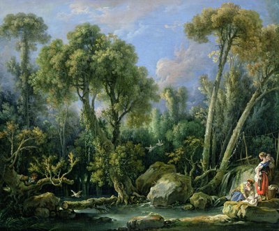 風景の中のLaundresses、1760 作： François Boucher