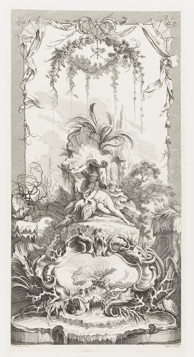 スクリーンの新しい作品のレダ（スクリーンの新しい概念） 作： François Boucher