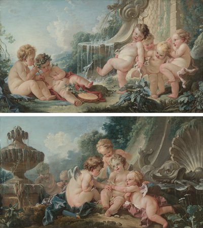 陰謀の中の音楽とダンスとキューピッド 作： François Boucher