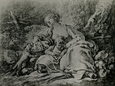 市場に行く途中 作： François Boucher