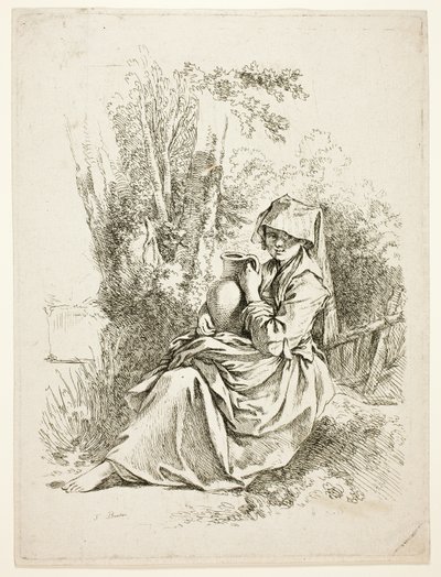 水差しを持つ農婦 作： François Boucher