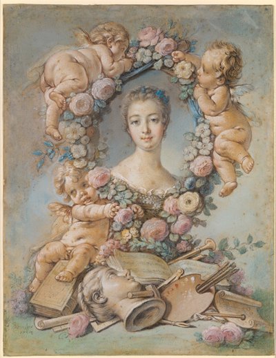 ポンパドゥール侯爵の肖像1721-1764、1754 作： François Boucher
