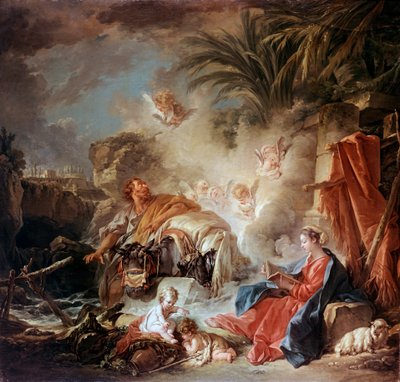 1757年、エジプトへの逃避行。 作： François Boucher