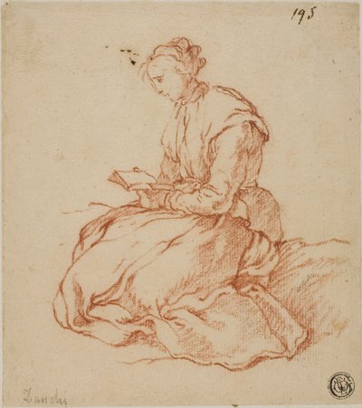 座っている女性の読書 作： François Boucher