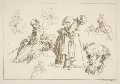 スケッチのシート、1753。 作： François Boucher