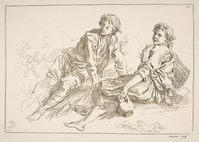 スケッチのシート、1753。 作： François Boucher