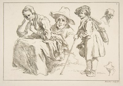 スケッチのシート、1753年。 作： François Boucher