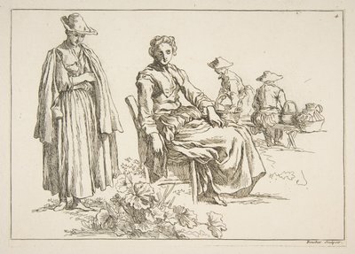 スケッチのシート、1753年。 作： François Boucher