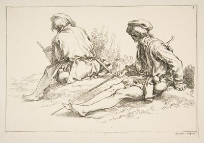 スケッチのシート、1753年。 作： François Boucher