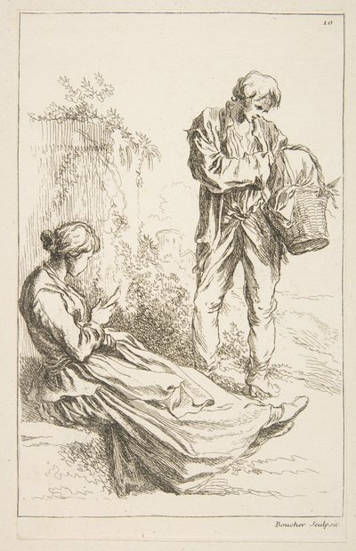 スケッチのシート、1753年。 作： François Boucher