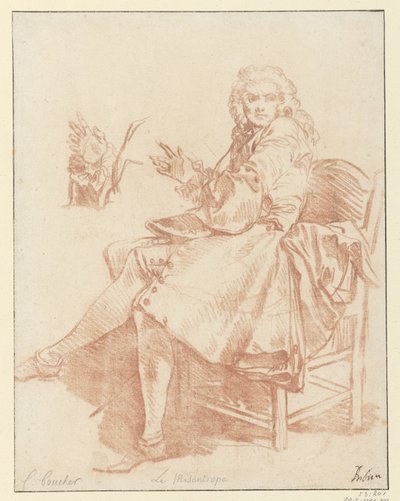 アルセステの勉強 モリエールの作品の 1734 年版 (vol. III、p. 341) からの Le Misanthrope のイラストのデザイン (シリーズ タイトル) 作： François Boucher