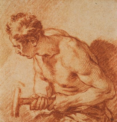半分の長さのハンマーを持った男の研究 作： François Boucher