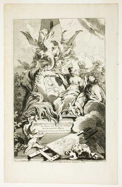 ワトーの墓に描かれた美女たち 作： François Boucher