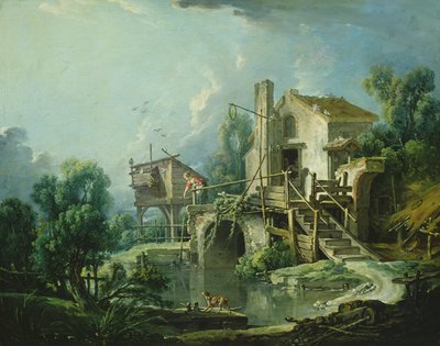 CharentonのQuiquengrogne風車、またはCharenton風車、c.1750-60 作： François Boucher
